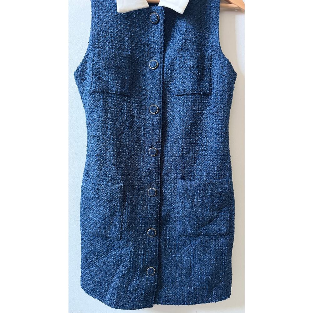 VICI prim elegance collared tweed mini dress women's size M - Picture 5 of 8